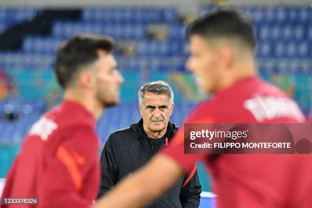 Turkey's coach Senol Gunes oversees a training session at the Olympic Stadium in Rome on June 10, 2021 on the eve of the UEFA EURO 2020 Group A...