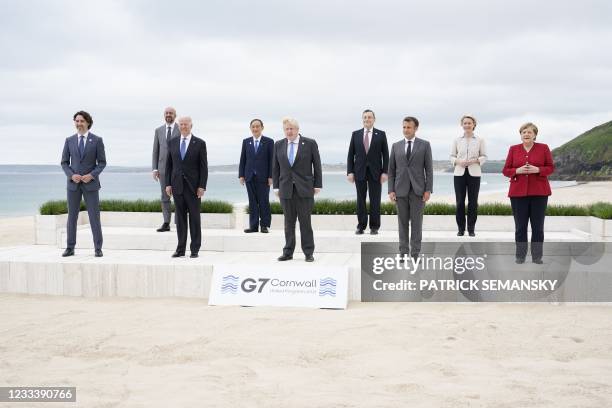 Canada's Prime Minister Justin Trudeau, President of the European Council Charles Michel, US President Joe Biden, Japan's Prime Minister Yoshihide...