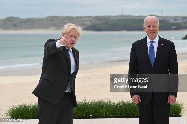 President Joe Biden and British Prime Minister Boris Johnson attend the G7 Summit In Carbis Bay, on June 11, 2021 in Carbis Bay, Cornwall. UK Prime...