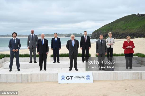 Canadian Prime Minister Justin Trudeau, President of the European Council Charles Michel, US President Joe Biden, Japanese Prime Minister Yoshihide...
