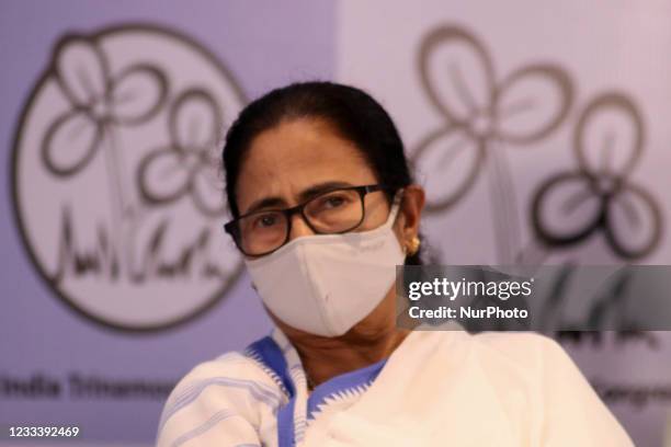 Supremo and West Bengal Chief Minister Mamata Banerjee at Trinamool Congress Party Head Quater on June 11,2021 in Kolkata,India.