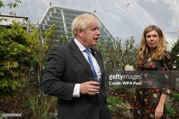 Prime Minister of United Kingdom, Boris Johnson and his wife Carrie Johnson attend a reception at The Eden Project during the G7 Summit on June 11,...