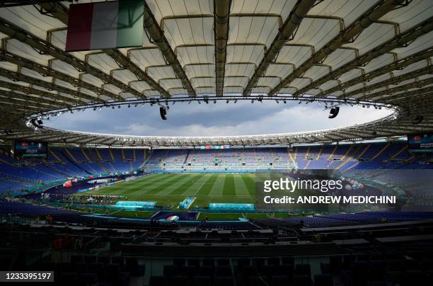 Picture shows a general view of the Olympic Stadium before the UEFA EURO 2020 Group A football match between Turkey and Italy in Rome on June 11,...
