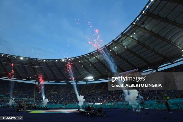 General view during the opening ceremony of the UEFA EURO 2020 football tournament prior to Group A match between Turkey and Italy at the Olympic...