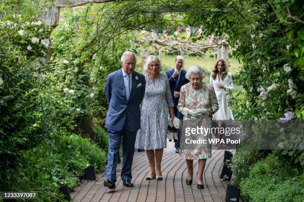 Prince Charles, Prince of Wales, Camilla, Duchess of Cornwall, Queen Elizabeth II, Prince William, Duke of Cambridge and Catherine, Duchess of...