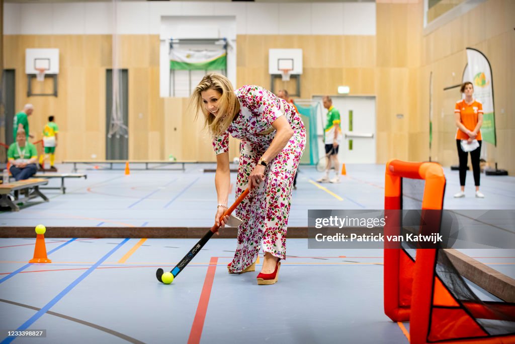 Queen Maxima Of The Netherlands  Visits the The Special Olympics National Games (SONS2021) In The Hague