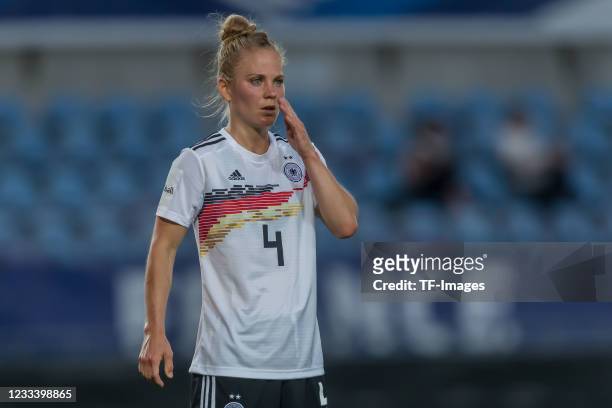 Leonie Maier of Germany gestures during the international friendly match between France Women and Germany Women at Stade de la Meinau on June 8, 2021...