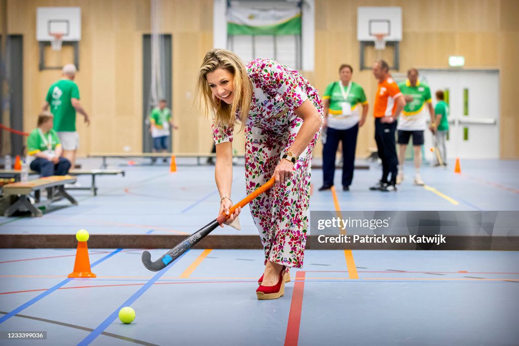 Queen Maxima Of The Netherlands  Visits the The Special Olympics National Games (SONS2021) In The Hague