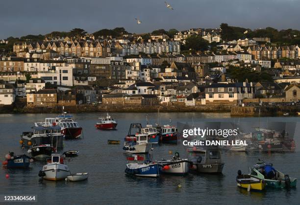 The sun rises over St Ives, Cornwall on June 12, 2021 during the G7 summit.