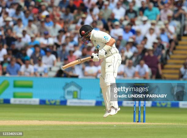 New Zealand batsman Ross Taylor bats on the third day of the second Test cricket match between England and New Zealand at Edgbaston Cricket Ground in...