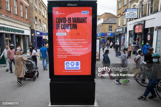 Joint Government and NHS public information display indicates that a Covid-19 Variant of Concern has been identified locally and provides guidance...