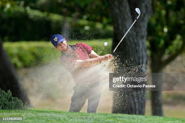 Hurly Long of Germany plays his third shot on the eighth hole during Day Three of the Challenge de Cadiz at Iberostar Real Club de Golf Novo Sancti...