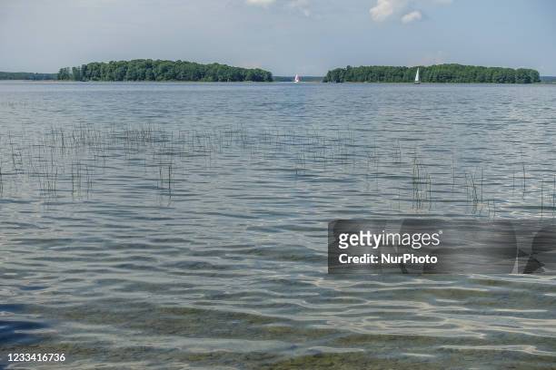 General view of Sniardwy lake is seen at Szeroki Ostrow peninsula, near Zdory, Poland on 5 June 2021 Sniardwy is the largest lake in Poland