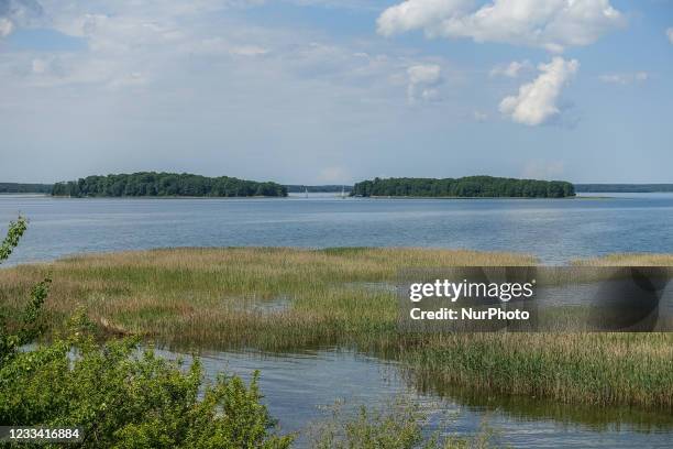 General view of Sniardwy lake is seen at Szeroki Ostrow peninsula, near Zdory, Poland on 5 June 2021 Sniardwy is the largest lake in Poland