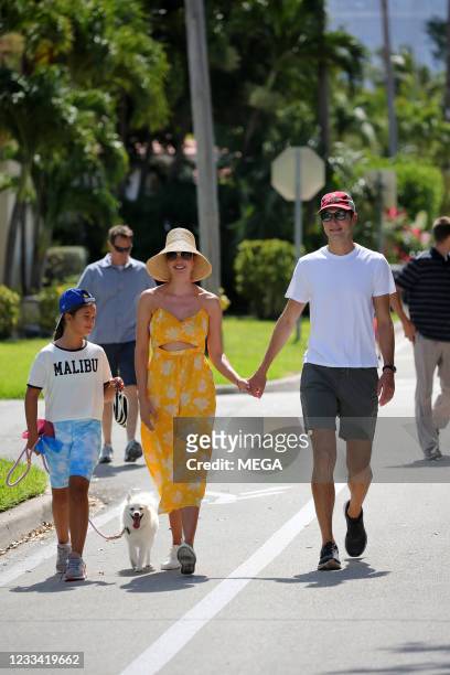 Ivanka Trump is seen taking a walk with husband Jared Kushner and their children on June 12, 2021 in Miami, Florida.