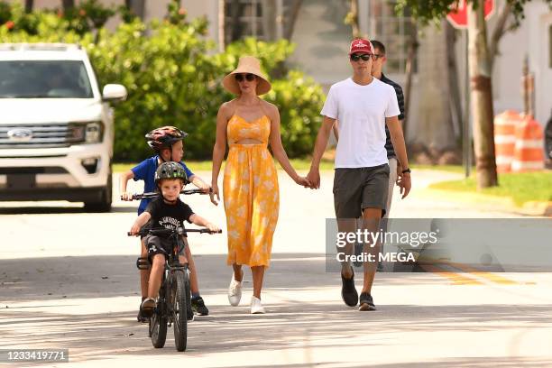 Ivanka Trump is seen taking a walk with husband Jared Kushner and their children on June 12, 2021 in Miami, Florida.