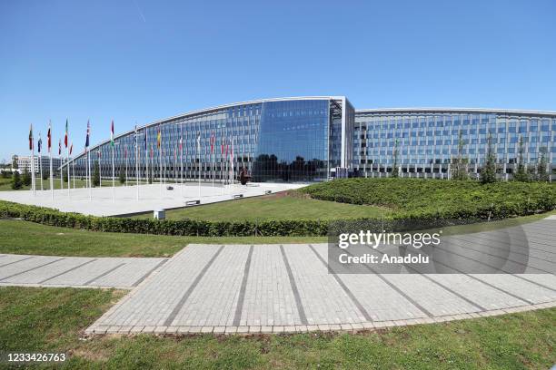 General view of the NATO headquarters in Brussels, Belgium a day before the 2021 NATO Heads of State and Government meeting on Jun 13, 2021.