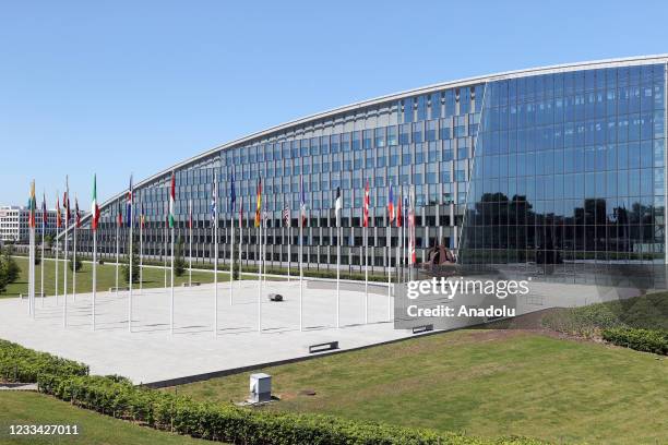 General view of the NATO headquarters in Brussels, Belgium a day before the 2021 NATO Heads of State and Government meeting on Jun 13, 2021..