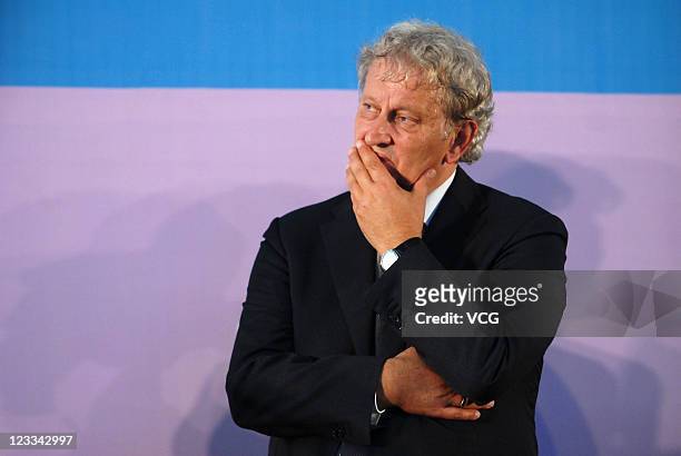 Eberhard van der Laan, Mayor of Amsterdam, looks on during "Van Gogh and the Amsterdam Impressionists" exhibition opening ceremony at Beijing Capital...