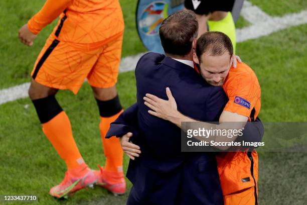 Coach Frank de Boer of Holland, Daley Blind of Holland during the EURO match between Holland v Ukraine at the Johan Cruijff Arena on June 13, 2021 in...