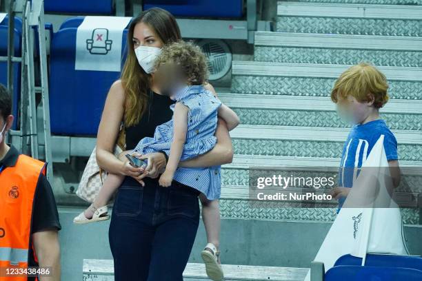 Model Helen Lindes attends the Liga ACB Final First Leg match between Real Madrid and FC Barcelona at Wizink Center on June 13, 2021 in Madrid, Spain.
