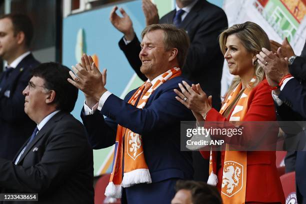 King Willem-Alexander, Queen Maxima during the UEFA EURO 2020 Group C match between the Netherlands and Ukraine at the Johan Cruijff ArenA on June...