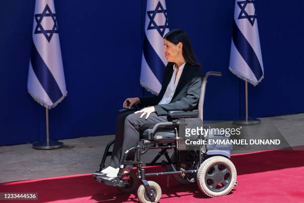Israeli Minister of Energy Karine Elharrar arrives to the President's residence for an official photo with the new coalition government, in...
