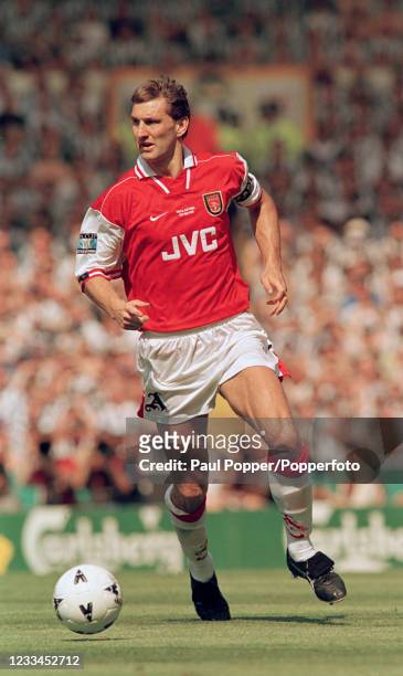 Tony Adams of Arsenal in action during the FA Cup Final between Arsenal and Newcastle United at Wembley Stadium on May 16, 1998 in London, England....