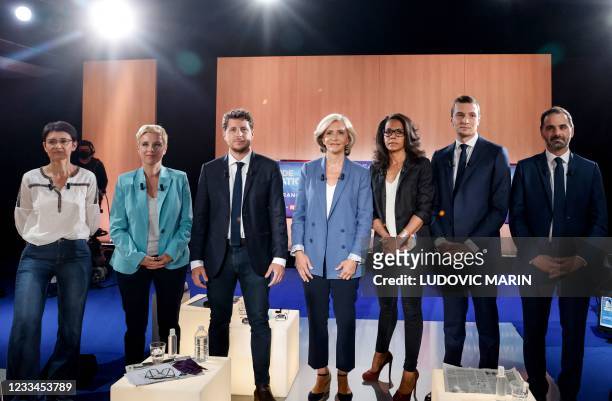 Regional election candidates for the presidency of the Ile-de-France region Nathalie Arthaud , Clémentine Autain , Julien Bayou , Valérie Pécresse ,...