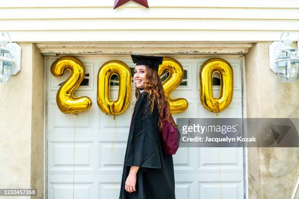 isolation graduation - jacquelyn kozak stock pictures, royalty-free photos & images