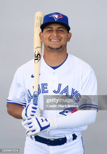 Gabriel Moreno of the Toronto Blue Jays poses during Photo Day at TD Ballpark on Wednesday, February 24, 2021 in Dunedin, Florida.