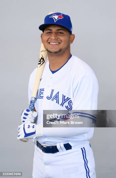 Gabriel Moreno of the Toronto Blue Jays poses during Photo Day at TD Ballpark on Wednesday, February 24, 2021 in Dunedin, Florida.