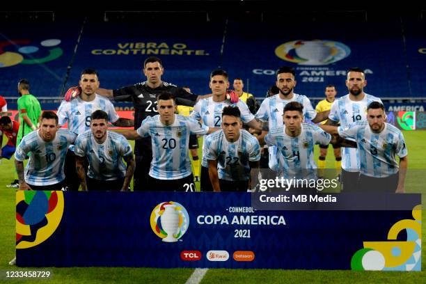 Argentina Team Group ,From the left up : Leandro Paredes ,Emiliano Martinez ,Lucas Martinez Quarta ,Nicolas Gonzalez ,Nicolas Otamendi ,Lionel Messi...