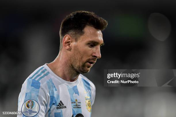 Messi Argentina player during a match against Chile at the Engenhão stadium for the Copa América 2021, on June 14, 2021 in Rio de Janeiro, Brazil.