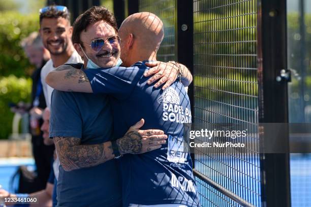 Pierluigi Pardo, Totò Schillaci during the Padel Solidarity at the Rieti Sport Festival, in Rieti, Italy, on June 13, 2021.