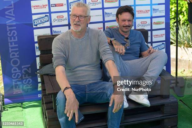 Stefano Tacconi, Totò Schillaci during the Padel Solidarity at the Rieti Sport Festival, in Rieti, Italy, on June 13, 2021.