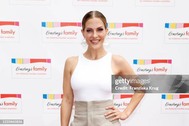 Sandy Moelling during the Ernsting's Family Fashion Show Photocall at Museum fuer Hamburgische Geschichte on June 15, 2021 in Hamburg, Germany.