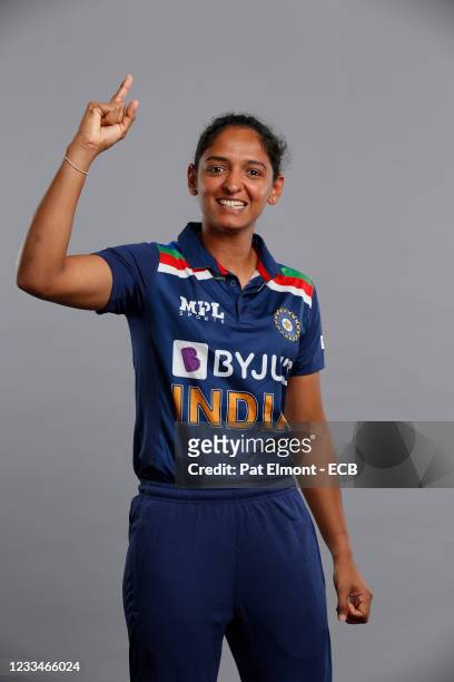 Harmanpreet Kaur poses during an India women portrait session at the DoubleTree by Hilton Hotel on June 14, 2021 in Bristol, England.