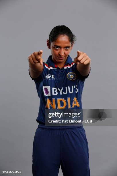 Harmanpreet Kaur poses during an India women portrait session at the DoubleTree by Hilton Hotel on June 14, 2021 in Bristol, England.