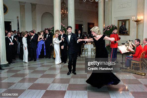 Princess Diana Dancing with John Travolta in Cross Hall at the White House Princess Diana Dancing with John Travolta in Cross Hall at the White House