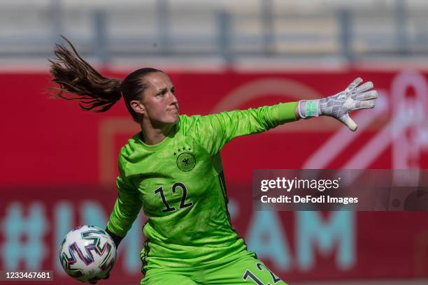 Goalkeeper Laura Benkarth of Germany controls the Ball during the international friendly match between Germany Women and Chile Women at Stadion...