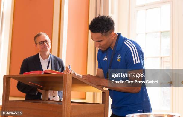 Maodo Lo of Alba Berlin during the welcome at the townhall in Berlin on June 15, 2021 in Berlin, Germany.