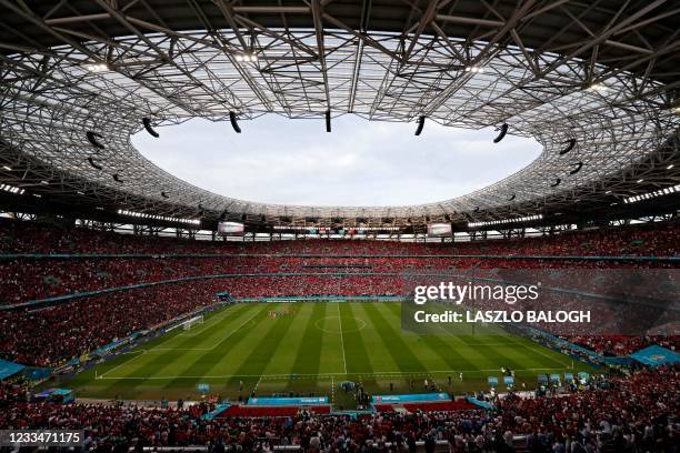 General view shows the end of the UEFA EURO 2020 Group F football match between Hungary and Portugal at the Puskas Arena in Budapest on June 15, 2021.