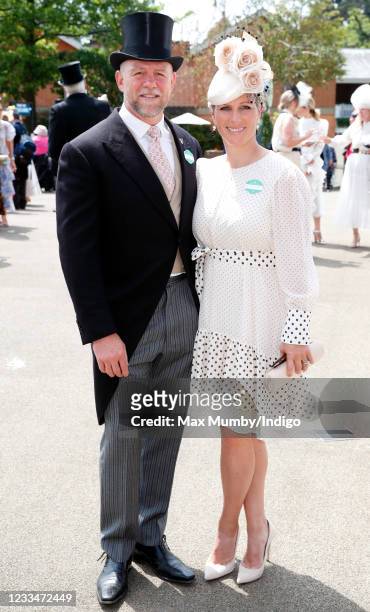 Mike Tindall and Zara Tindall attend day 1 of Royal Ascot at Ascot Racecourse on June 15, 2021 in Ascot, England.