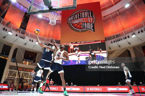 An overall view during the Red Bull USA Basketball 3X Nationals on June 13, 2021 at the Naismith Memorial Basketball Hall of Fame in Springfield,...