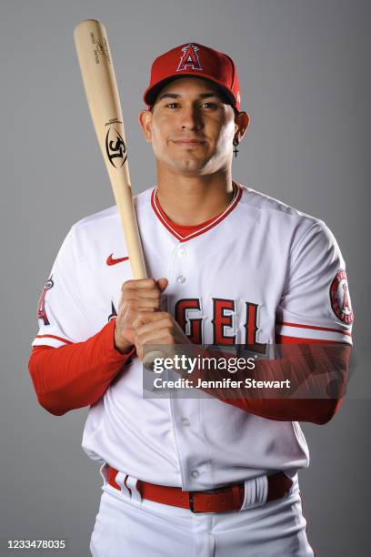 Franklin Barreto of Los Angeles Angels poses during Photo Day on Friday, February 26, 2021 at Tempe Diablo Stadium in Tempe, Arizona.