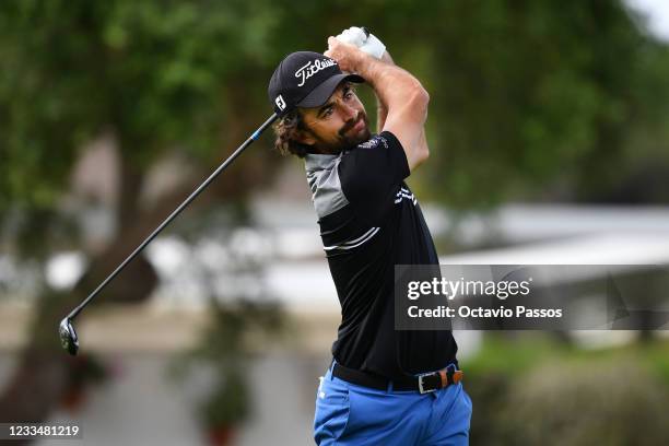 Gary Stal of France tees off on the tenth hole during Day Two of the Challenge de Espana at Iberostar Real Club de Golf Novo Sancti Petri on June 16,...