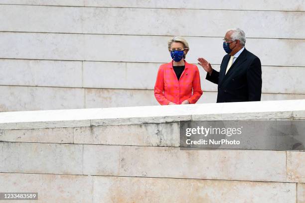 European Commission President Ursula Von Der Leyen mets with Portuguese Prime Minister Antonio Costa at the Pavilion of Knowledge - Ciencia Viva...