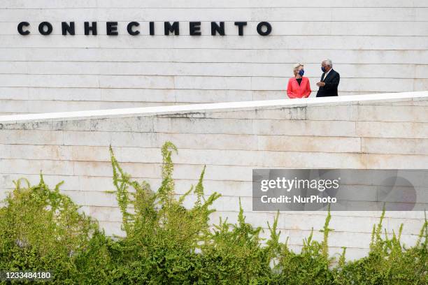 European Commission President Ursula Von Der Leyen mets with Portuguese Prime Minister Antonio Costa at the Pavilion of Knowledge - Ciencia Viva...