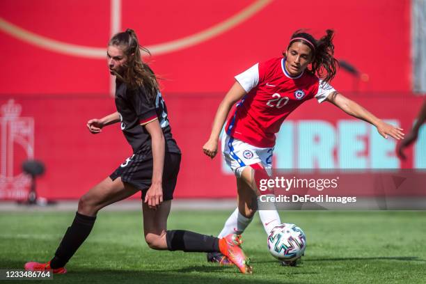 Jule Brand of Germany and Daniela Zamora of Chile battle for the ball during the international friendly match between Germany Women and Chile Women...